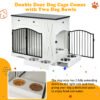 GO 43.3" Farmhouse Dog Crate Furniture, Heavy Duty Dog Crate with 3 Drawers, Indoor Wooden Dog Kennel with Removable Feeder, Dog Cage End Table for  Medium Large Dogs, White