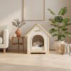 FSC Solid Cedar Pet House – Cream Yellow Cabin Style Indoor Shelter for Small Dogs & Cats