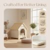 FSC Solid Cedar Pet House – Cream Yellow Cabin Style Indoor Shelter for Small Dogs & Cats