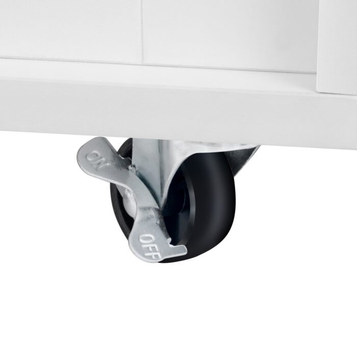 2 IN 1 Modern Dog Crate Kitchen Island With Storage for Small-sized Dogs up to 40lbs, 33.8" L, Cream White Dog Furniture End Table  with Wheels