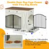 GO 43.3" Farmhouse Dog Crate Furniture, Heavy Duty Dog Crate with 3 Drawers, Indoor Wooden Dog Kennel with Removable Feeder, Dog Cage End Table for  Medium Large Dogs, White