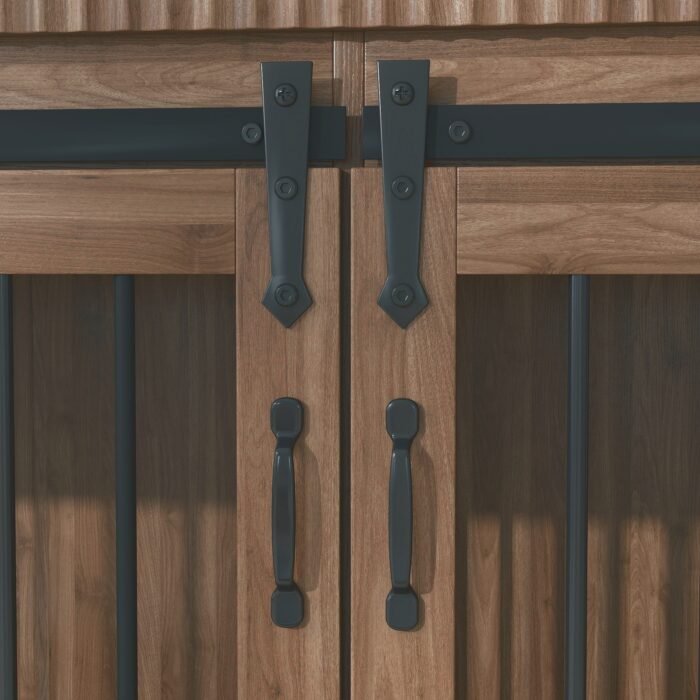 71'' Furniture Style Double Dog Crate  with 3 Fluted Drawers and Waterproof Walnut Woodgrain Tabletop,Large Dog Kennel Furniture with Type-C Power Outlet & Rotating Feeders for Heavy Duty Dogs(White)