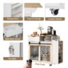 2 IN 1 Modern Dog Crate Kitchen Island With Storage for Small-sized Dogs up to 40lbs, 33.8" L, Cream White Dog Furniture End Table  with Wheels
