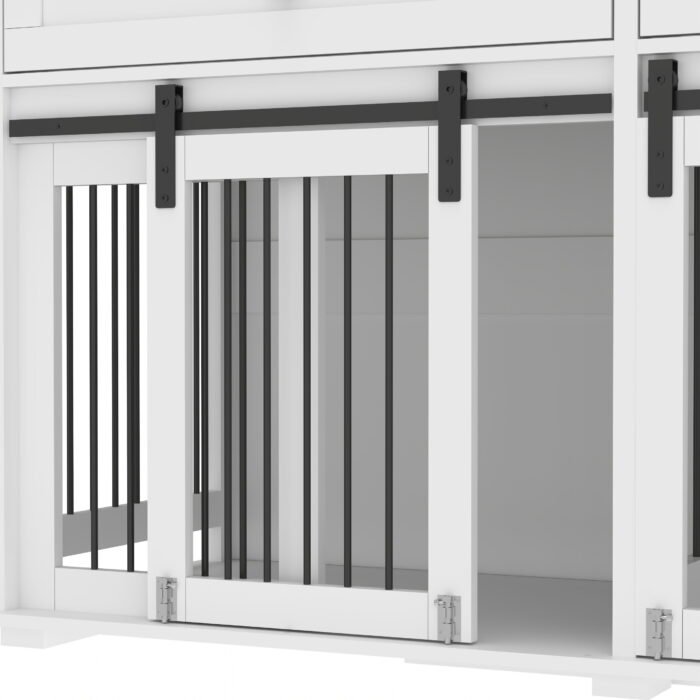 63'' Large Dog Crate Furniture for Double Dog, Wooden Dog Kennel with 2 Drawers,Divider and Sliding Door, Water Resistant Indoor Pets Furniture Style Double Dog Crates