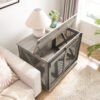 Farmhouse Dog Cage Crate Furniture with Sliding Barn Door,  Farmhouse Wooden Dog Kennel End Table with Flip-top Plate Dog House with Detachable Divider for Small/Medium/Large Dog Gray