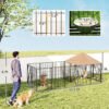 15b94029-c3ab-42b1-8767-334f6adfbd68.jpg Large Outdoor Dog Kennel with Rotating & Adjustable Height Bowls, Waterproof & UV-Resistant Canopy, 11.3' x 4.7' x 5.1'