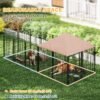 1ff2befe-7a12-43aa-b1ff-3bb5d6bf41ab.jpg Large Outdoor Dog Kennel with Rotating & Adjustable Height Bowls, Waterproof & UV-Resistant Canopy, 11.3' x 4.7' x 5.1'