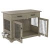 44.48-inch large wooden dog cage furniture, equipped with 2 storage drawers and a rotating bowl, decorative pet cage dog house
