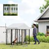 4816ab9c-4860-4c66-ad0c-c6257ffd9da4.jpg Outdoor Dog Kennel with Roof with Escape-proof Lock, UV-Resistant & Waterproof Cover, 5.9' x 4' x 6', Silver
