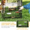 7864db31-6a56-4791-b803-cb8807d3acfd.jpg Large Outdoor Dog Kennel with Rotating & Adjustable Height Bowls, Waterproof & UV-Resistant Canopy, 11.3' x 4.7' x 5.1'