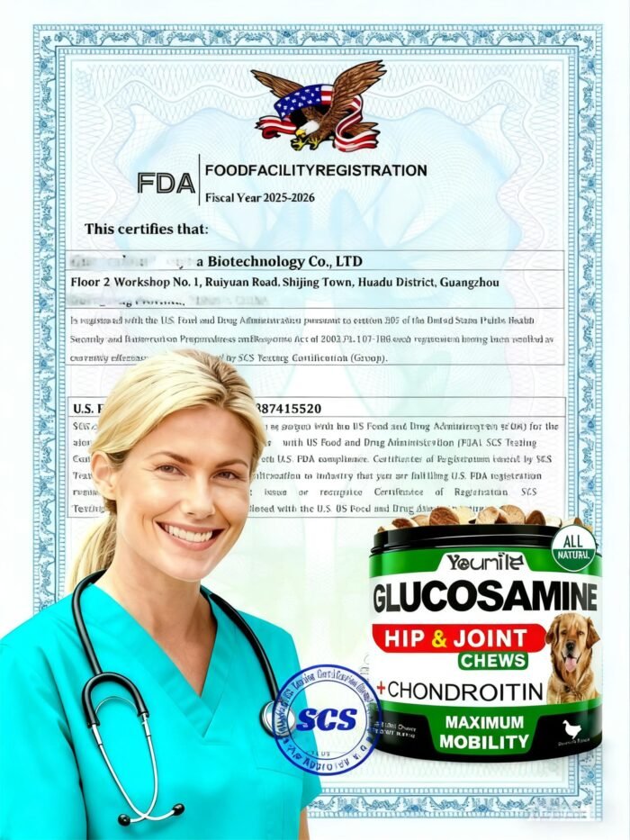 Youmile Hip & Joint Health Supplement For Dogs 120 Chews, Glucosamine Chondroitin MSM Dog Chews With Hyaluronic Acid, Liver Flavored Bone & Joint Support Supplement, For All Breeds