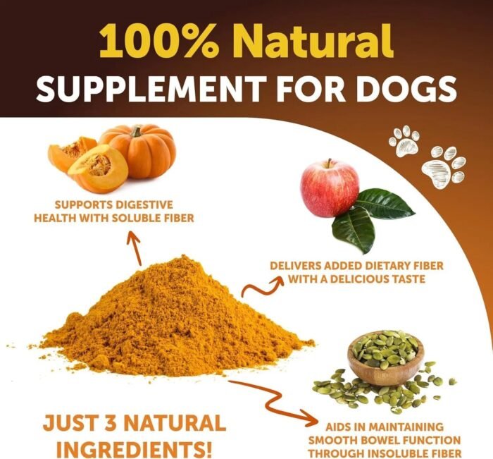 b25d60aa-d0e2-4f66-a71f-dab91f10d9d4.jpg Pumpkin Powder For Dogs Digestive Support 8 OZ Fiber Supplement For Constipation For Gut Balance Healthy Skin Digestion Glands Firm Stool Poop Anti Diarrhea Gas Relief
