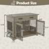 44.48-inch large wooden dog cage furniture, equipped with 2 storage drawers and a rotating bowl, decorative pet cage dog house