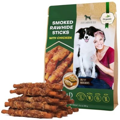 f09ce9b8-b454-44d1-9cc4-b36ae0805b4e.jpg Smoked rawhide sticks wrapped in chicken, pet natural chewable tablets, no grains, organic meat, healthy human grade bulk