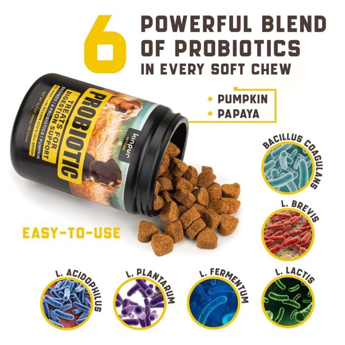 Dog probiotics support intestinal health, enhance immunity, and contain digestive enzymes. Duck-flavored chewable tablets